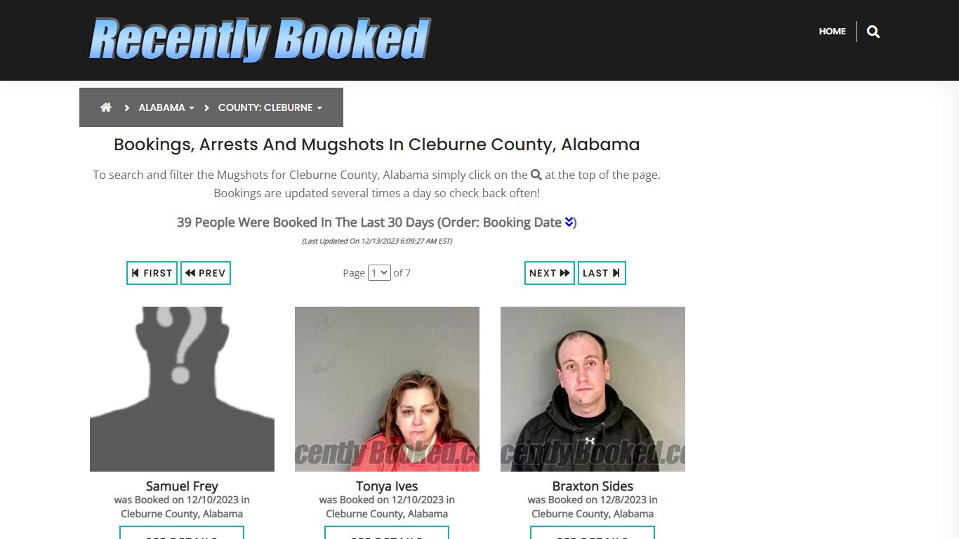 Bookings, Arrests and Mugshots in Cleburne County, Alabama